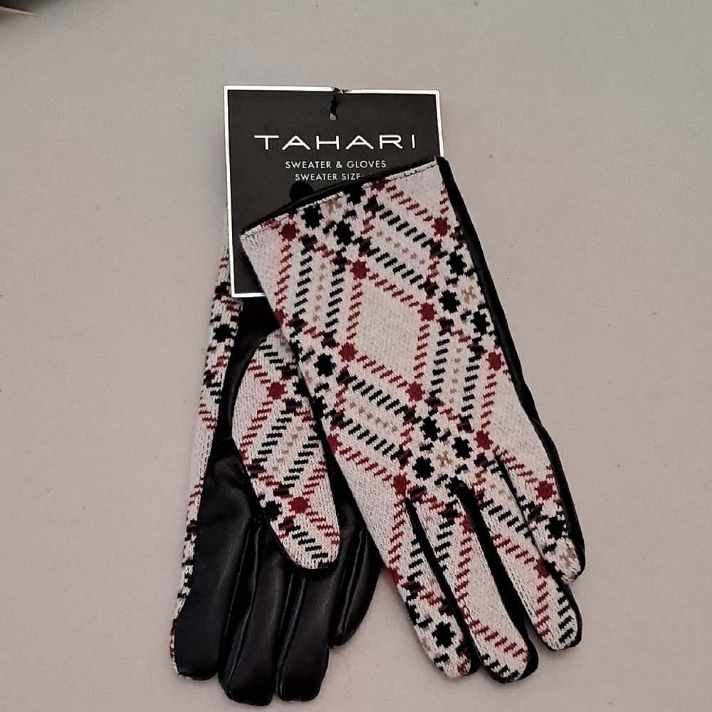 Tahari Women's Plaid Gloves - Black, Red, and White